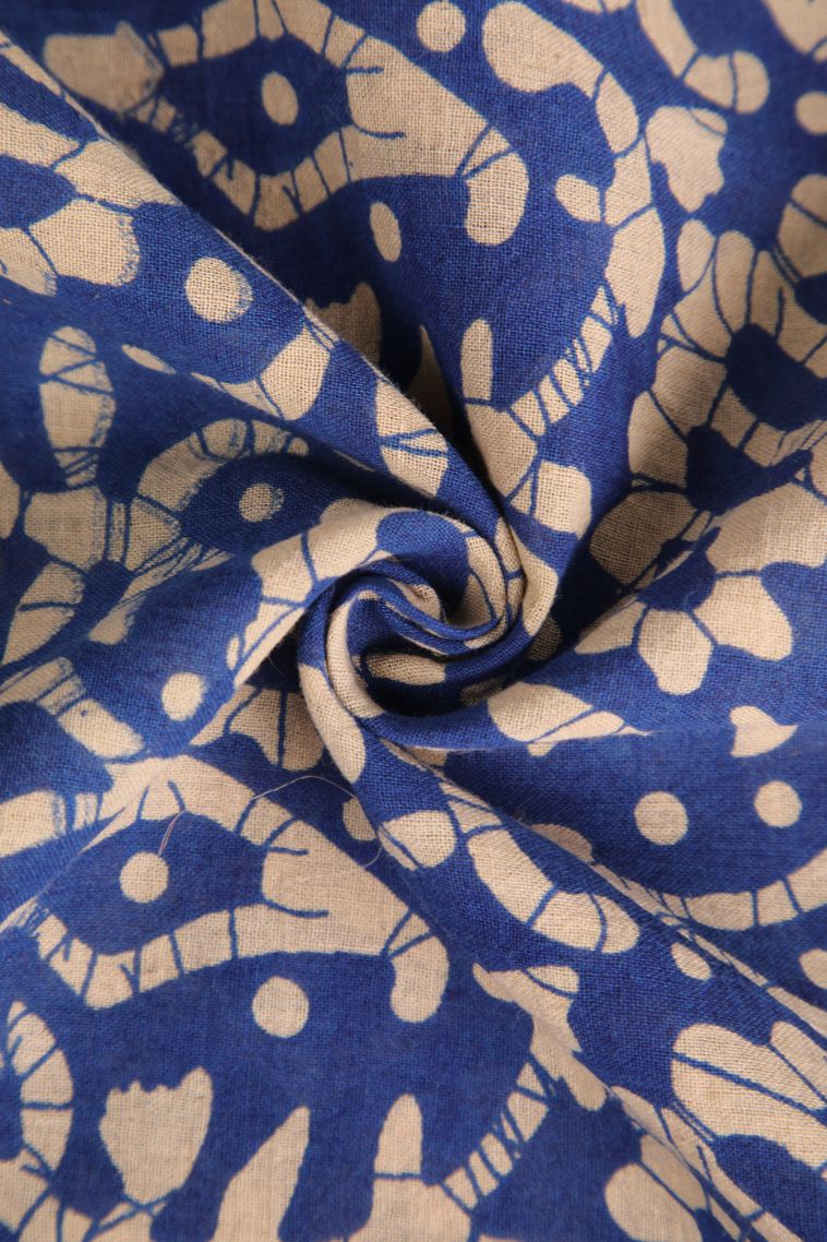 Daffane Blue Kalamkari with Without Zari Zari Kolam Pattern view 4