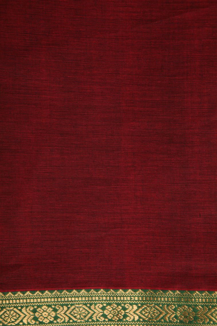 Cherry  Red Kovai Cotton Sarees with Gold Zari Buttis (small Dots Or Motifs) view 3