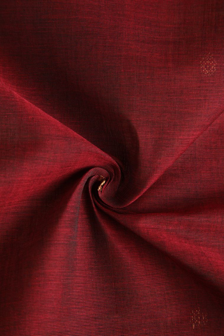 Cherry  Red Kovai Cotton Sarees with Gold Zari Buttis (small Dots Or Motifs) view 4