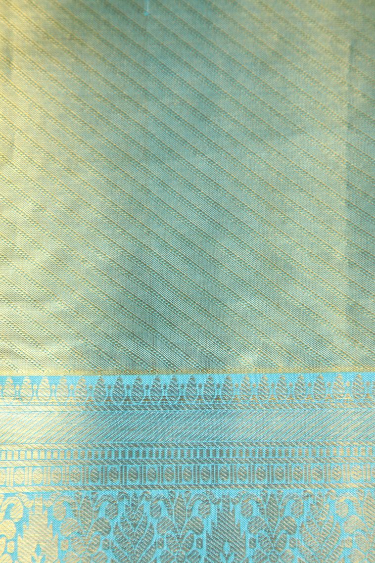 Cider Orange Kanchipuram Silk Sarees with Gold Zari Floral Puttas view 3