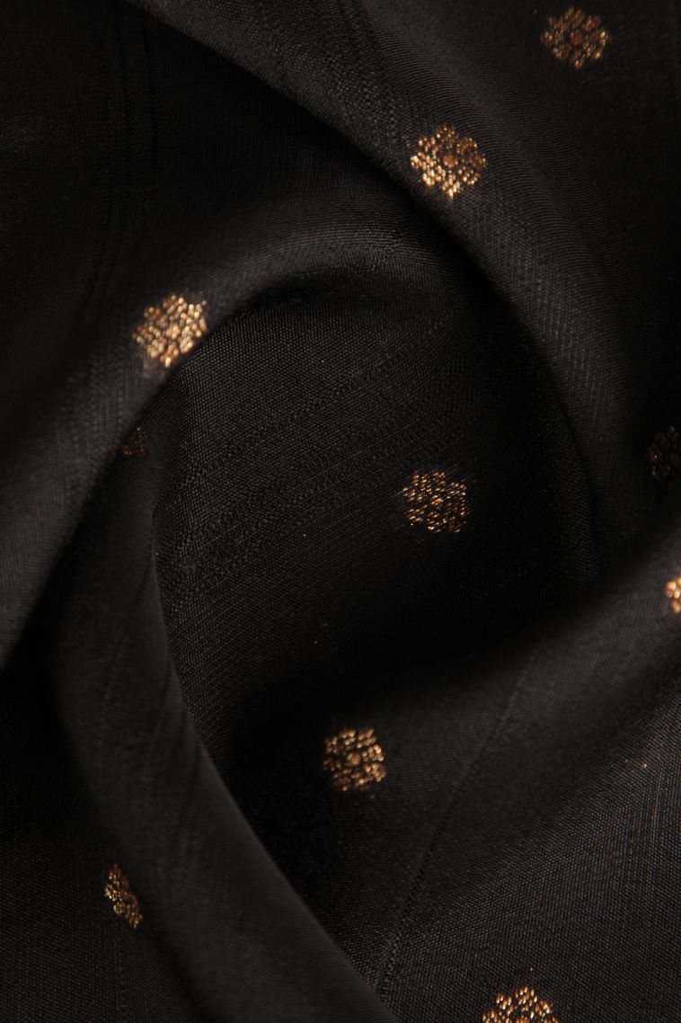 Asphalt Black Banaras Sarees with Antic Zari Floral Puttas view 4