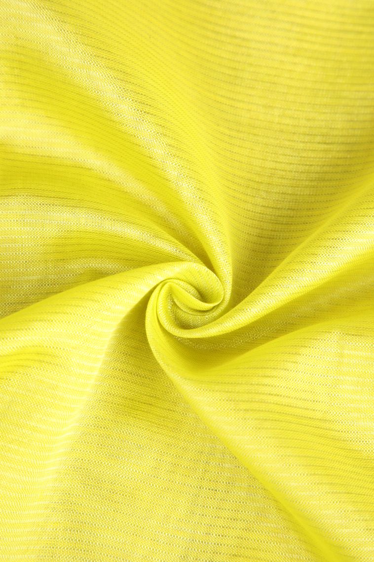 Lemon Yellow Cotton Sarees with Gold Zari Plain view 4