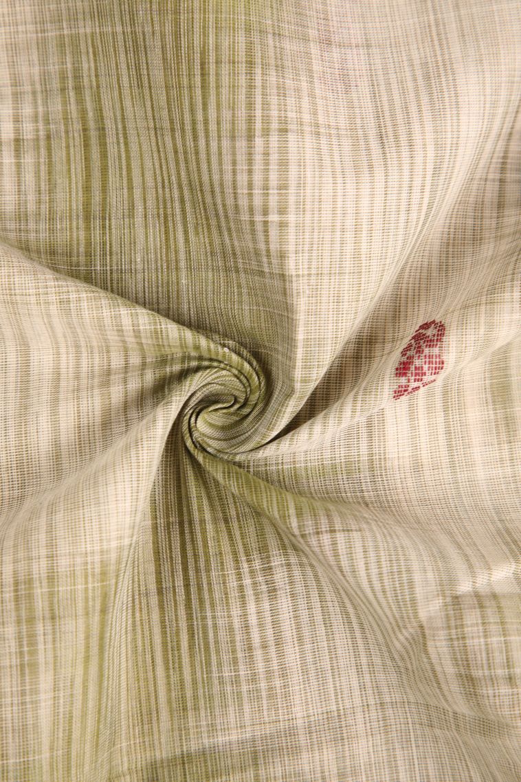 Olive Green Kanchi Cotton Sarees with Without Zari Zari Pochamballi Pattern view 4