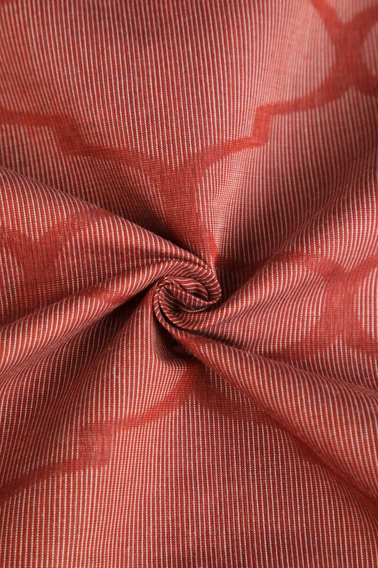 Blush Red Kovai Cotton Sarees with Without Zari Zari Geometric Shapes view 4