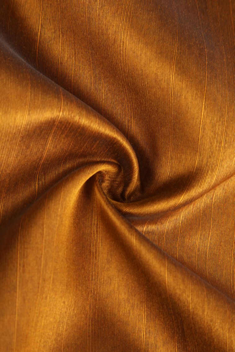 Tawny Brown Semi Tussar Silk with Gold Zari Plain view 4