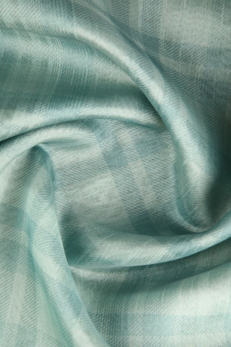 Teal Blue Semi Tussar Silk with Without Zari Zari Floral Patterns view 4