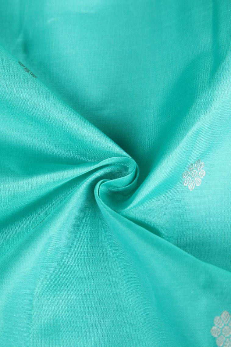 Sapphire Blue Soft Silk Saree with Silver Zari Puttas view 4