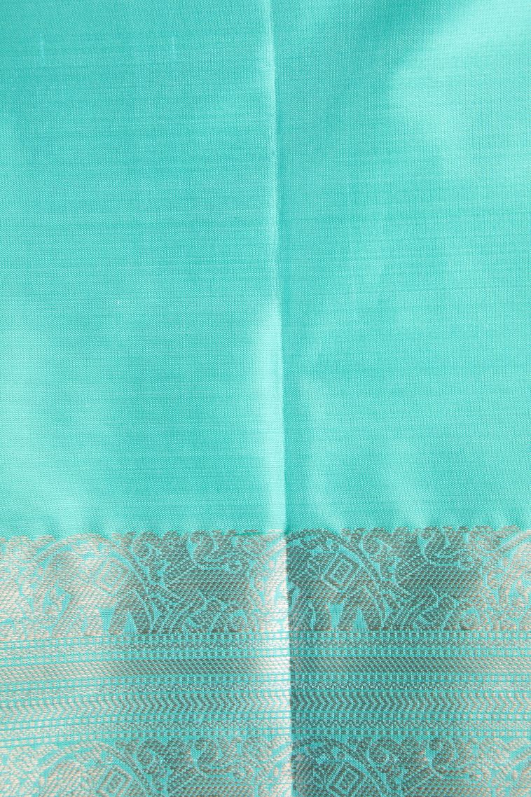 Sapphire Blue Soft Silk Saree with Silver Zari Puttas view 3
