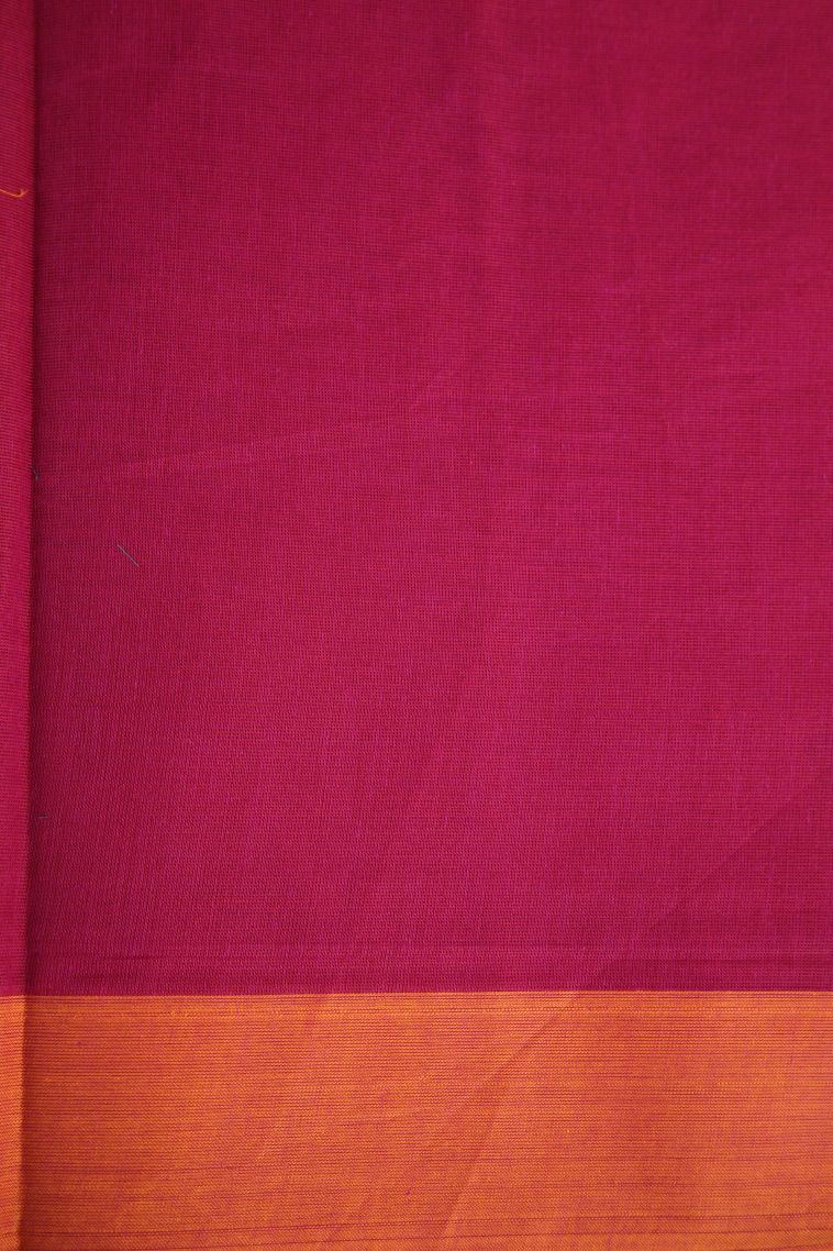 Hot Pink Kovai Cotton Sarees with Without Zari Zari Floral Puttas view 3