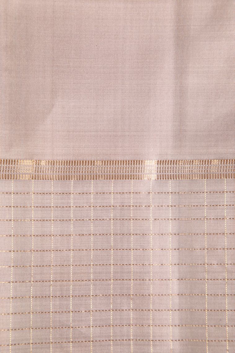 Marmalade Orange Soft Silk Saree with Gold Zari Floral Puttas view 3