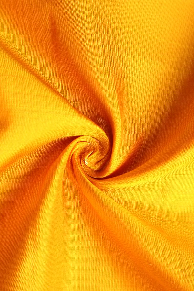 Marmalade Orange Soft Silk Saree with Gold Zari Floral Puttas view 4