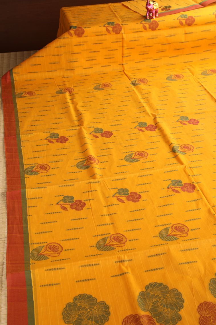 Mango Kovai Cotton Sarees with Without Zari Zari Floral Puttas view 2
