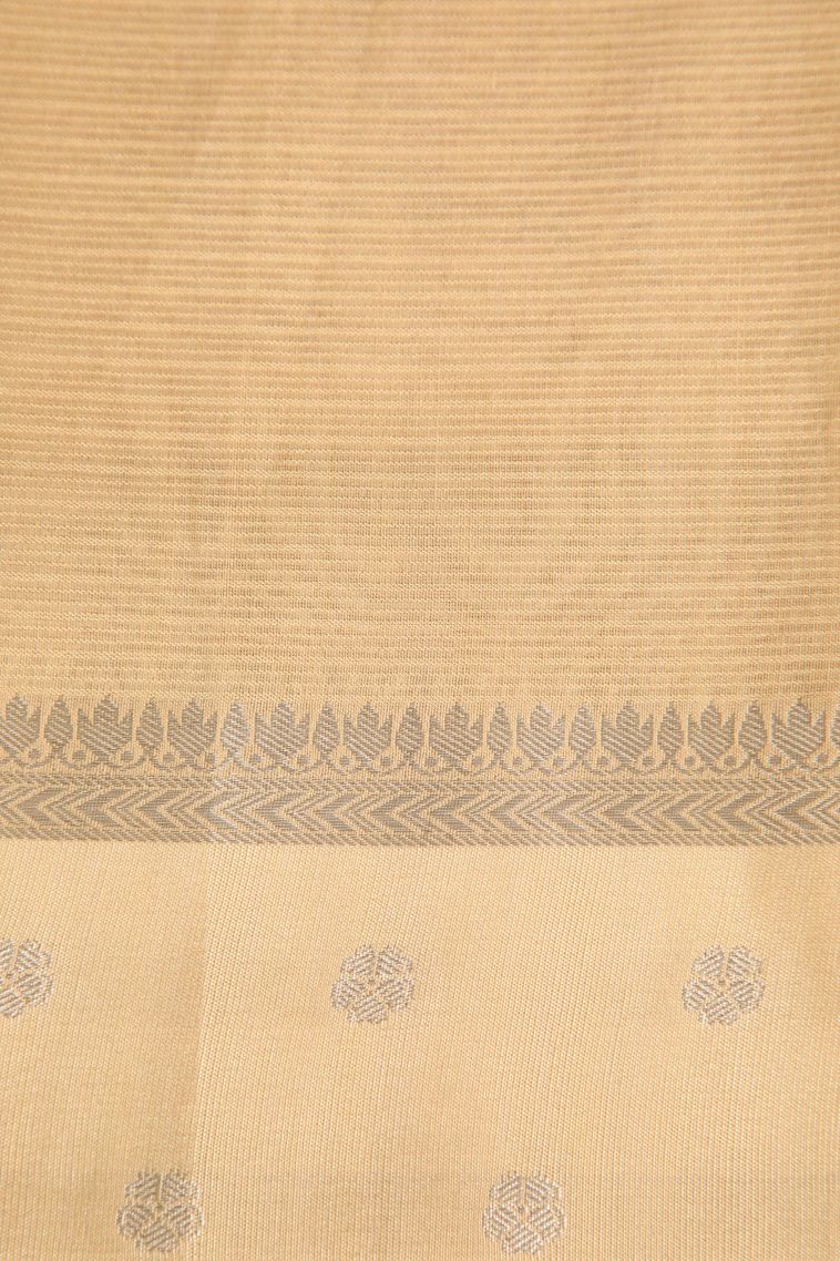 Vanilla Custard Yellow Manipuri Cotton Sarees with Silver Zari Floral Patterns view 3