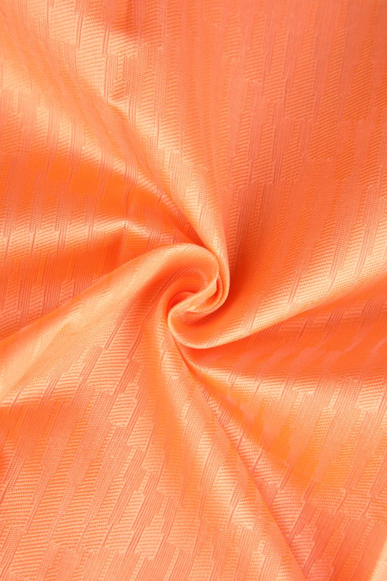 Cantaloupe Orange Visiri Madippu Silk Sarees with Silver Zari Floral Patterns view 4