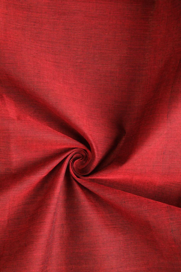 Candy Red Chettinad Cotton Sarees with Gold Zari Plain view 4