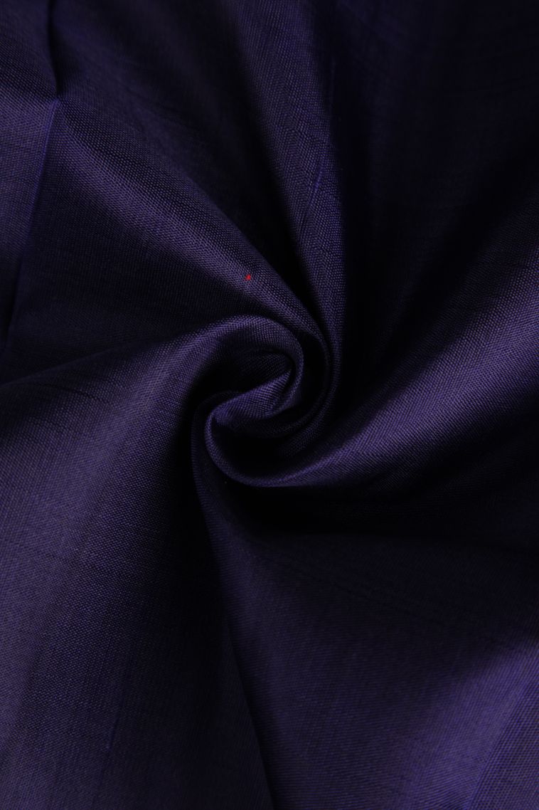 Indigo Blue Kanchipuram Silk Sarees with Gold Zari Plain view 4