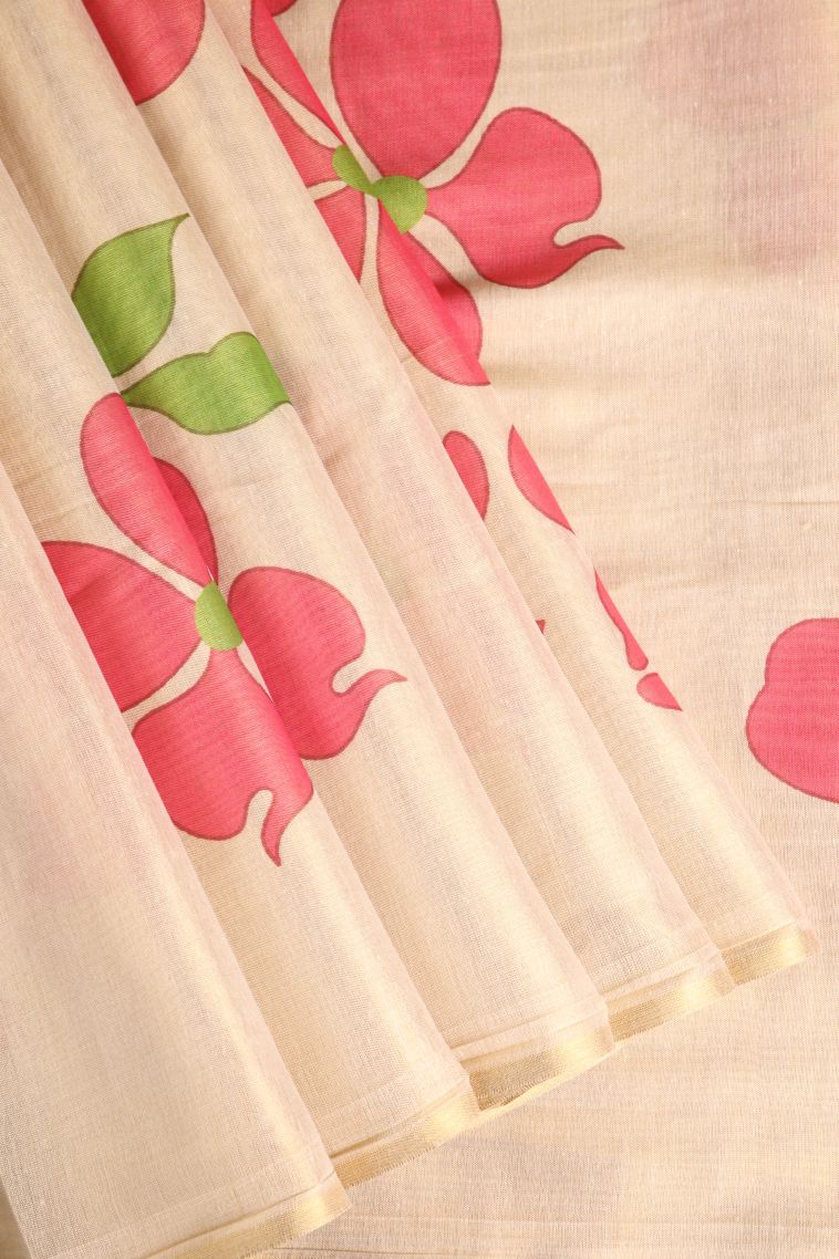 Vanilla Custard Yellow Tissue Silk Sarees with Gold Zari Floral Puttas view 1