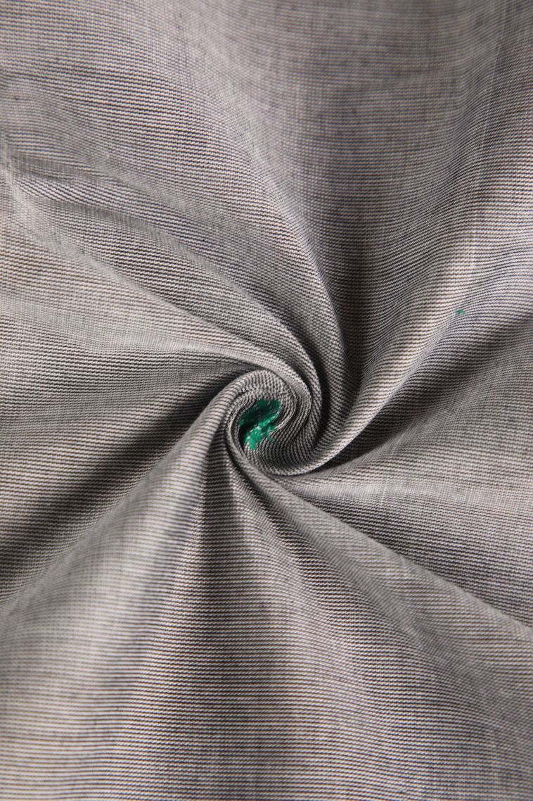 Gray Black Chettinad Cotton Sarees with Gold Zari Buttis (small Dots Or Motifs) view 4