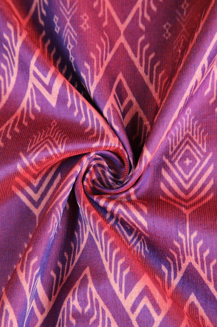 Mauve Purple Semi Tussar Silk with Copper Zari Pochamballi Pattern view 4