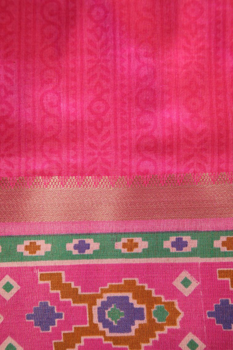 Mauve Purple Semi Tussar Silk with Copper Zari Pochamballi Pattern view 3