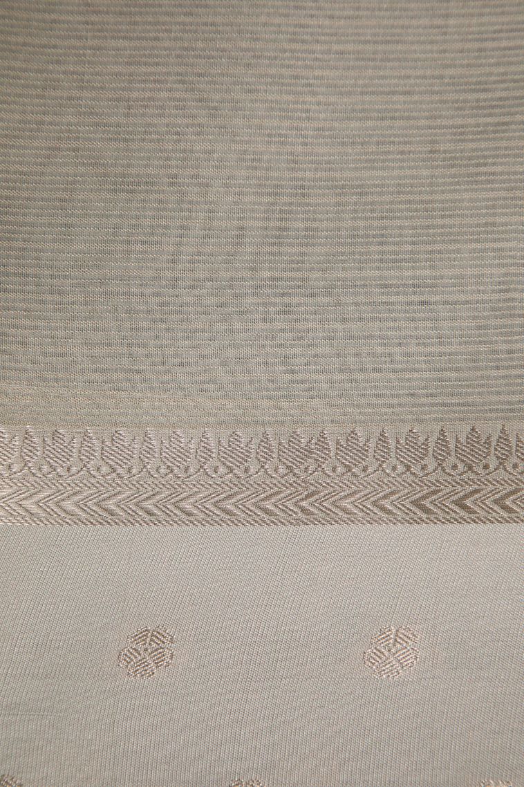 Vanilla Custard Yellow Manipuri Cotton Sarees with Silver Zari Floral Patterns view 3