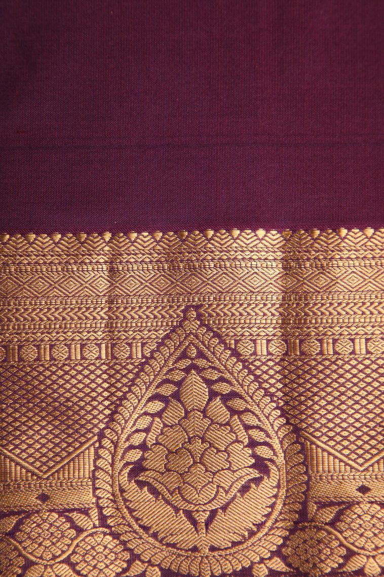 Magenta Purple Soft Silk Saree with Gold Zari Floral Puttas view 3