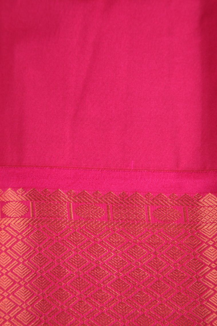 Lemon Yellow Visiri Madippu Silk Sarees with Copper Zari Floral Puttas view 3