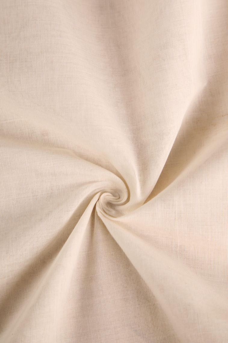 Parchment White Kanchi Cotton Sarees with Without Zari Zari Plain view 4