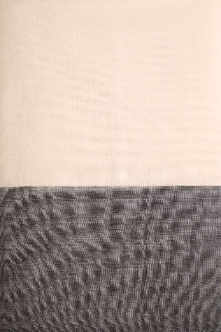 Parchment White Kanchi Cotton Sarees with Without Zari Zari Plain view 3