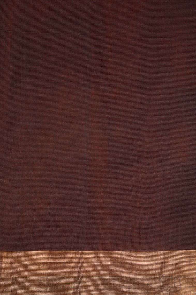 Tawny Brown Kovai Cotton Sarees with Gold Zari Geometric Shapes view 3