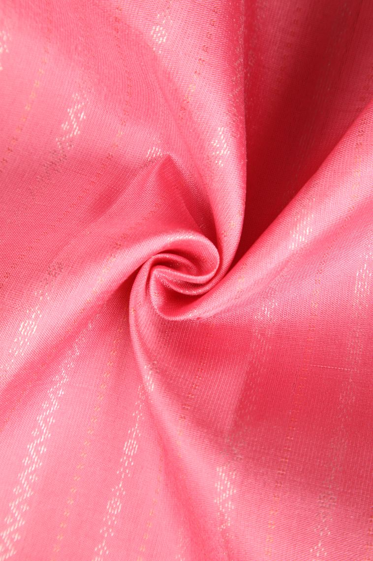 Ballet Pink Soft Silk Saree with Gold Zari Floral Patterns view 4