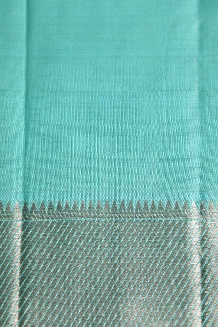 Arctic Blue Kanchipuram Silk Sarees with Gold Zari Buttis (small Dots Or Motifs) view 3