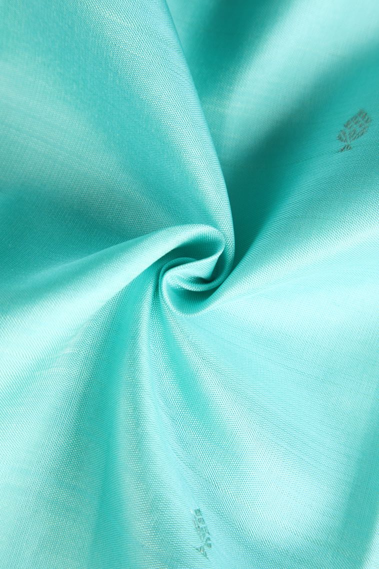 Arctic Blue Kanchipuram Silk Sarees with Gold Zari Buttis (small Dots Or Motifs) view 4