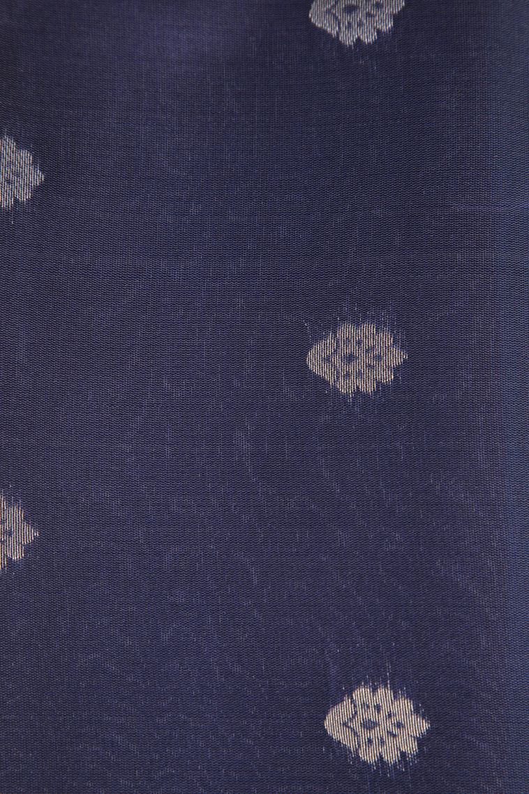Cerulean Blue Visiri Madippu Silk Sarees with Silver Zari Floral Patterns view 3