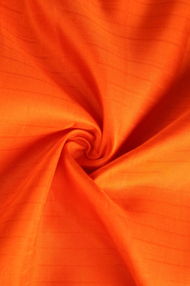 Tiger Orange Soft Silk Saree with Gold Zari Puttas view 4