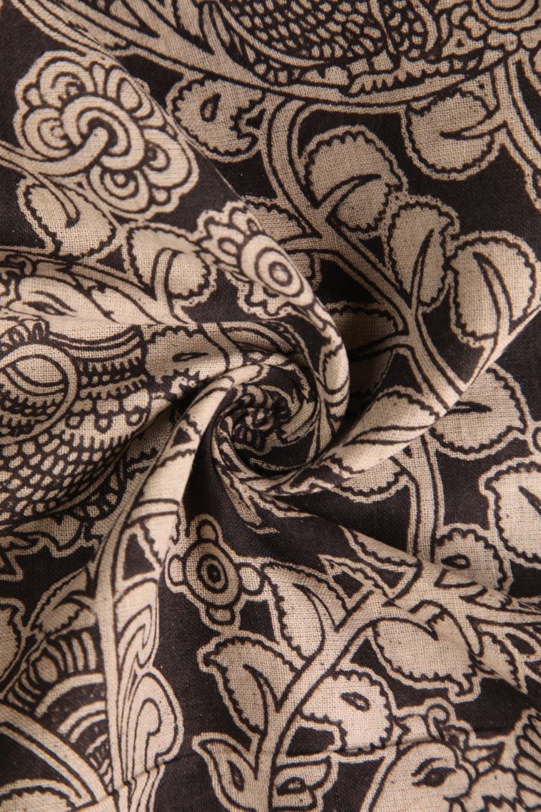 Vanilla Custard Yellow Kalamkari with Without Zari Zari Floral Patterns view 4