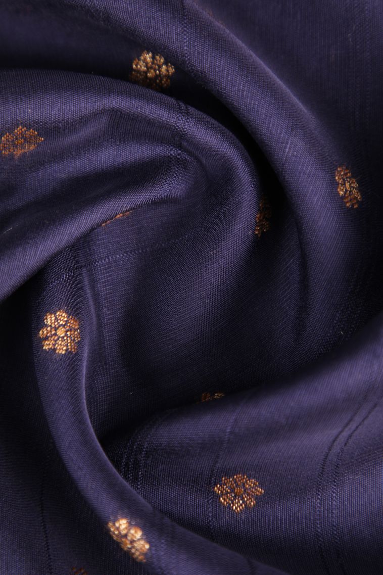 Berry Blue Banaras Sarees with Antic Zari Floral Puttas view 4