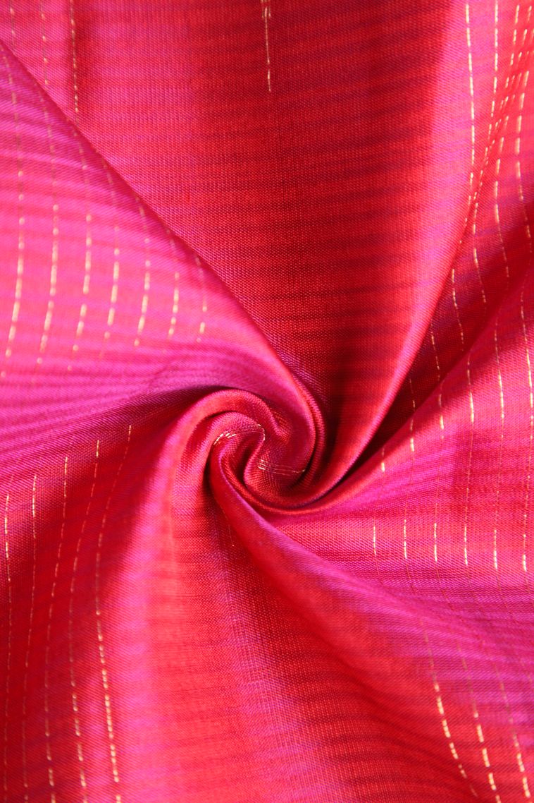 Strawberry Pink Soft Silk Saree with Gold Zari Plain view 4