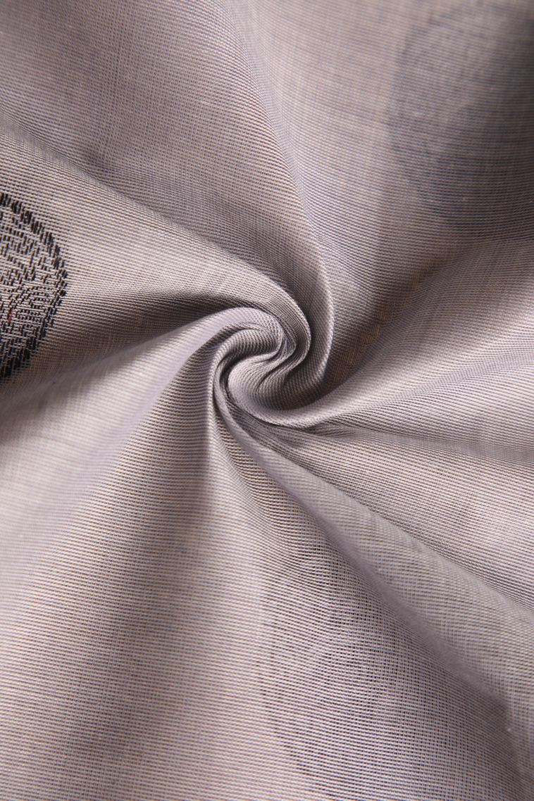 Gray Black Kovai Cotton Sarees with Without Zari Zari Leaf Pattern view 4