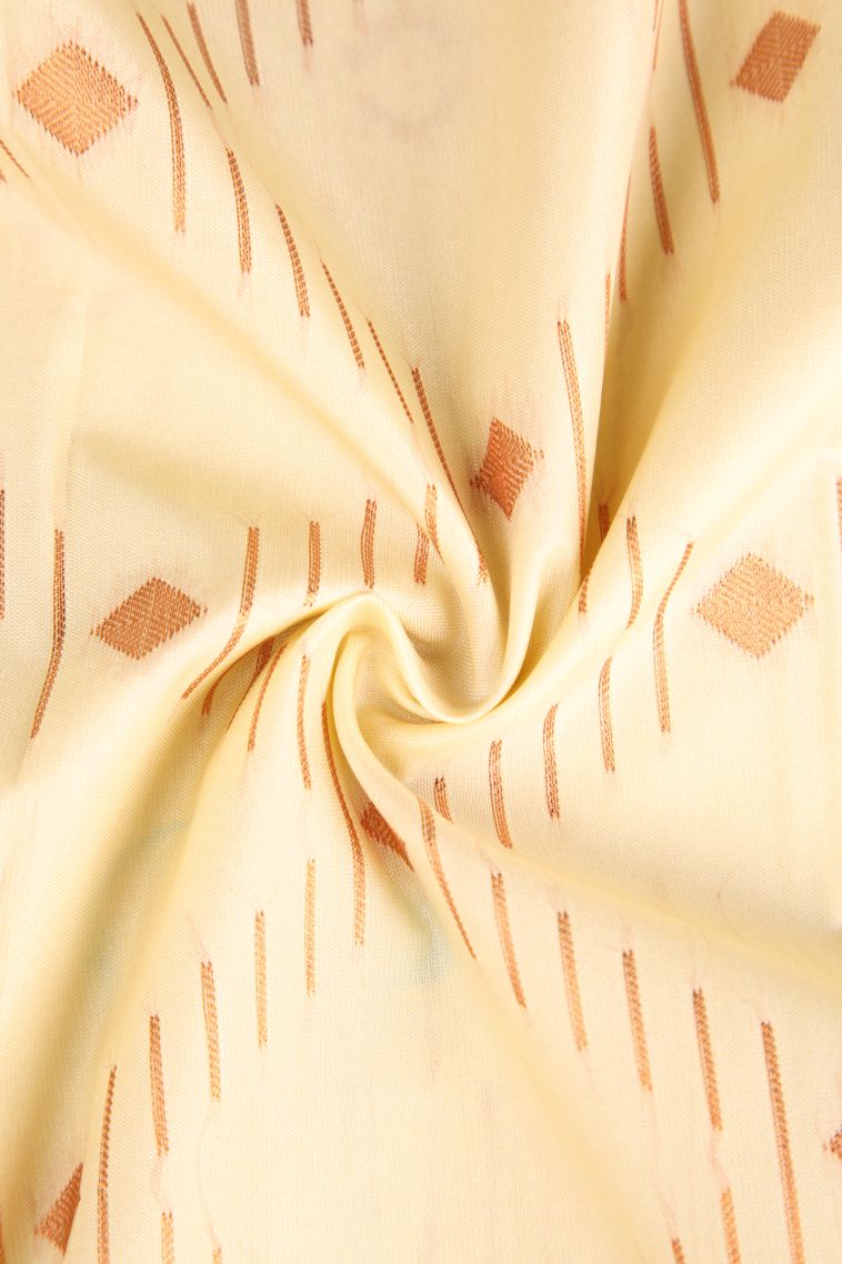 Cream White Visiri Madippu Silk Sarees with Copper Zari Rain Drops Mottif view 4