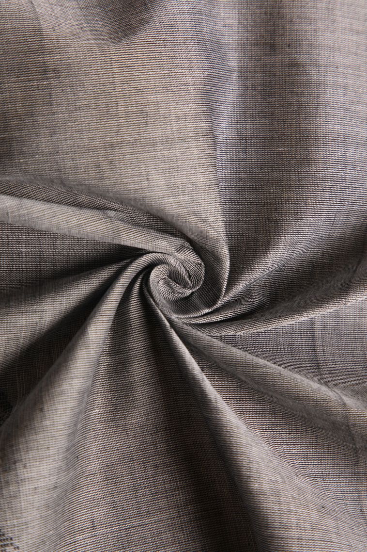 Gray Black Kovai Cotton Sarees with Without Zari Zari Floral Puttas view 4