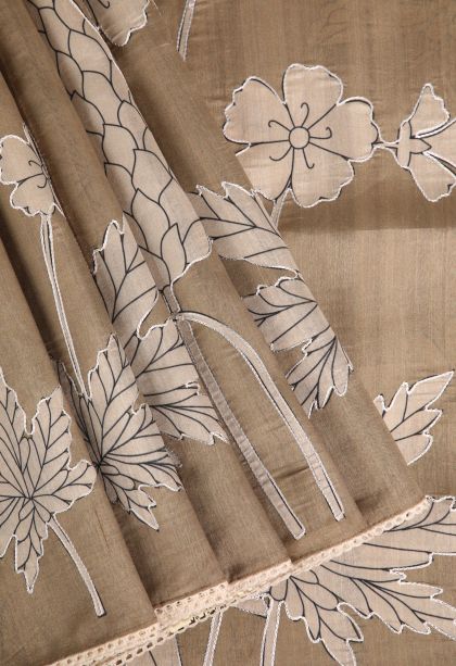 Oscar Gold Tussar Saree with Without Zari Zari Floral Patterns