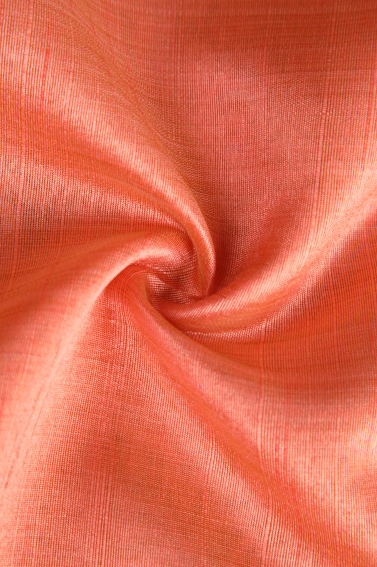 Fire Orange Semi Tussar Silk with Gold Zari Puttas view 4