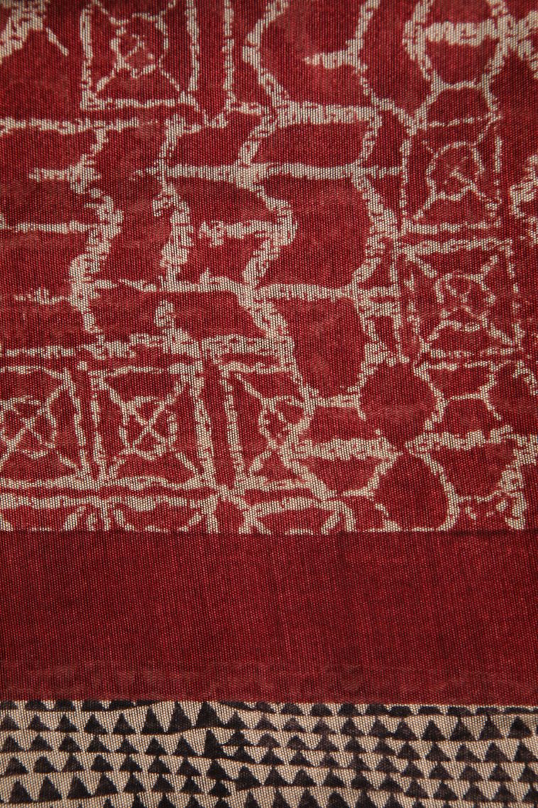 Honey Orange Chanderi Cotton Sarees with Gold Zari Floral Patterns view 3