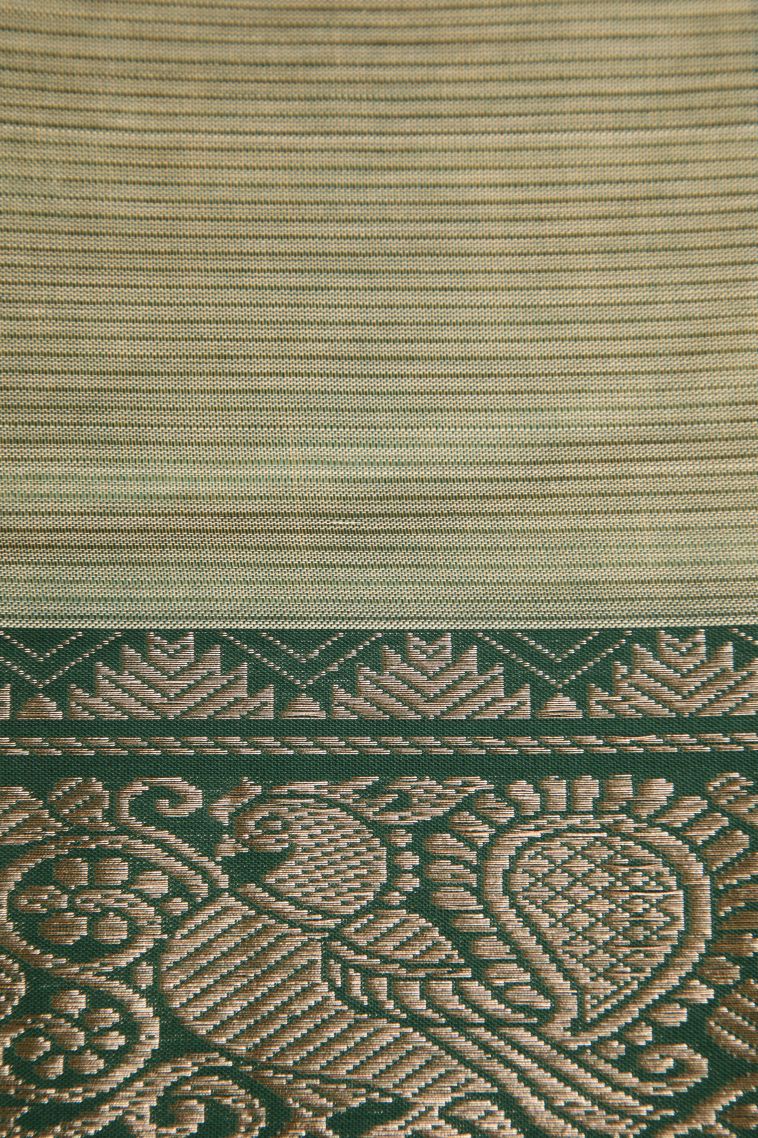 Beige Yellow Cotton Sarees with Gold Zari Plain view 3