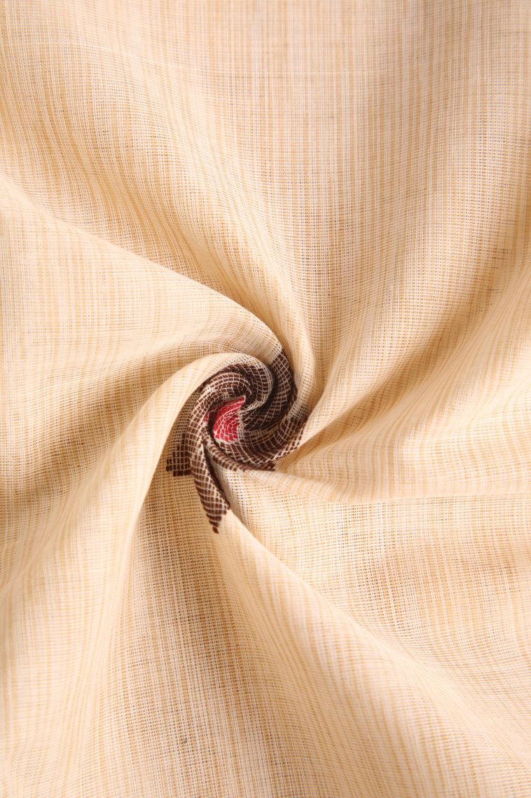 Vanilla Custard Yellow Kanchi Cotton Sarees with Without Zari Zari Floral Patterns view 4