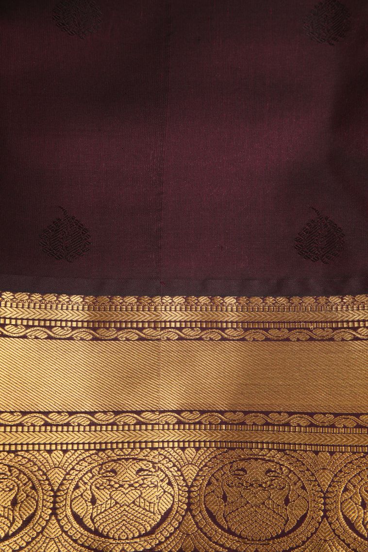 Blush Red Soft Silk Saree with Gold Zari Floral Puttas view 3