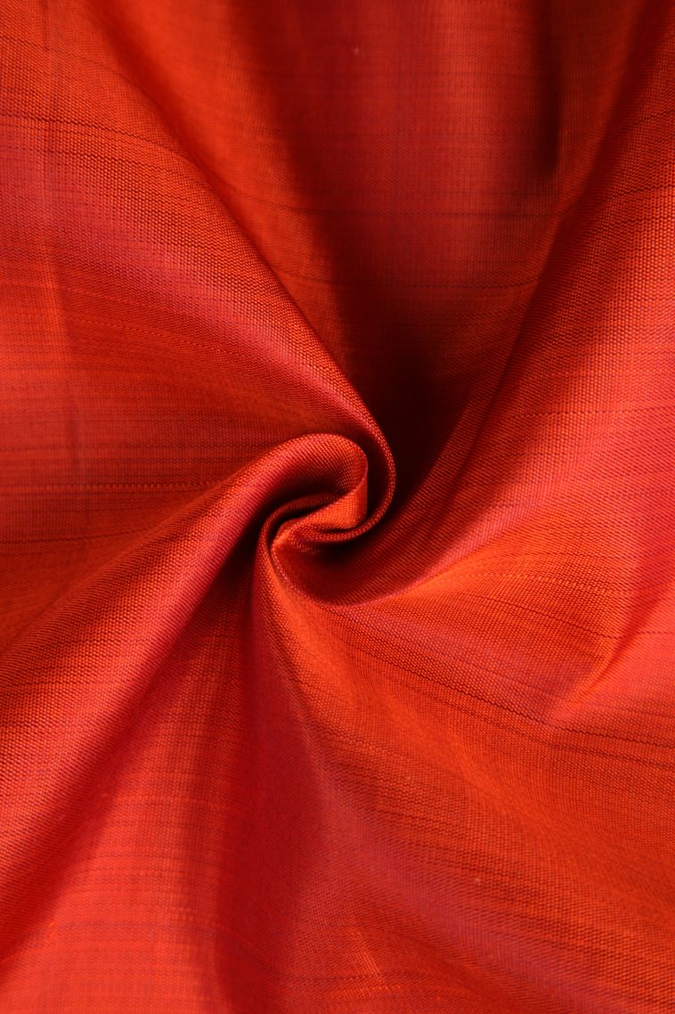 Crimson Red Kanchipuram Silk Sarees with Gold Zari Peacock Motifs view 4