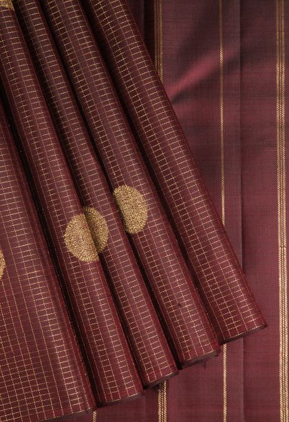 Crimson Red Kanchipuram Silk Sarees with Gold Zari Peacock Motifs
