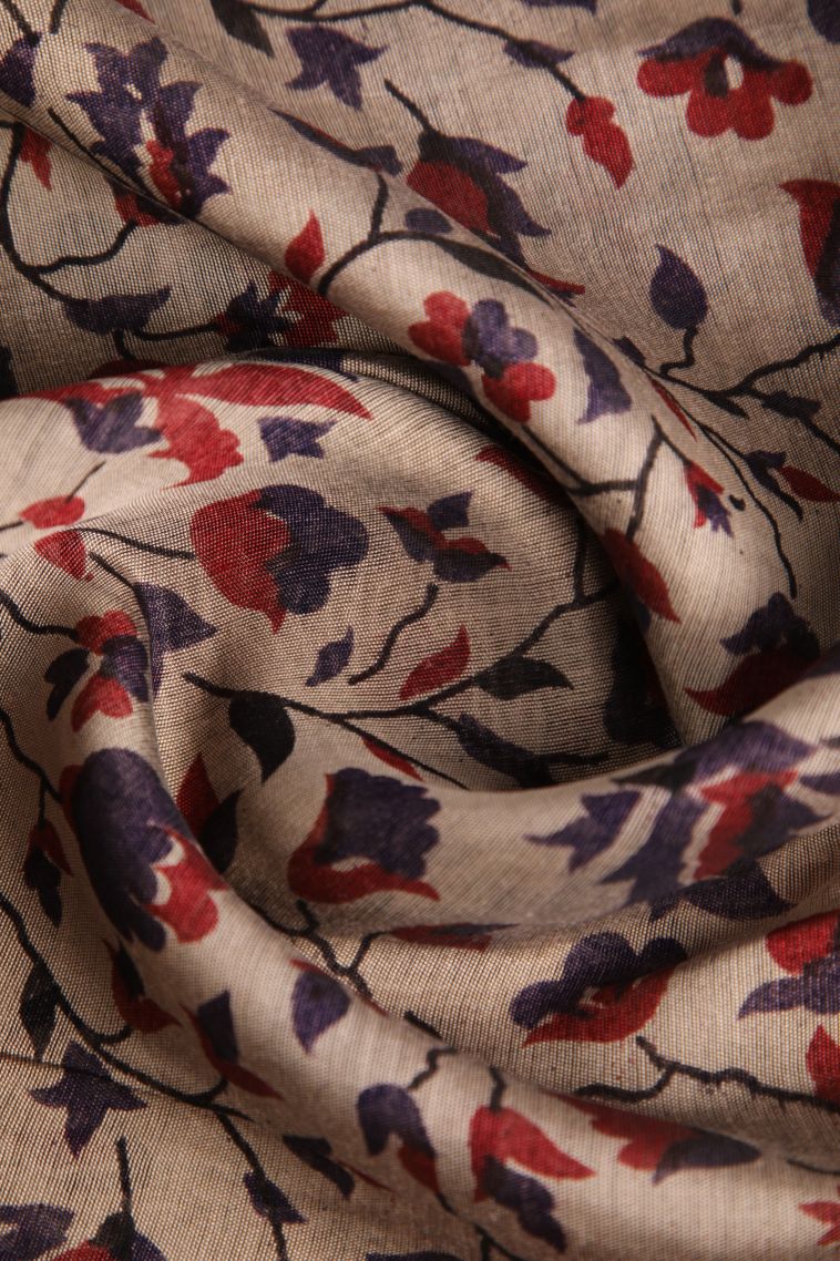 Vanilla Custard Yellow Chanderi Cotton Sarees with Gold Zari Floral Patterns view 4